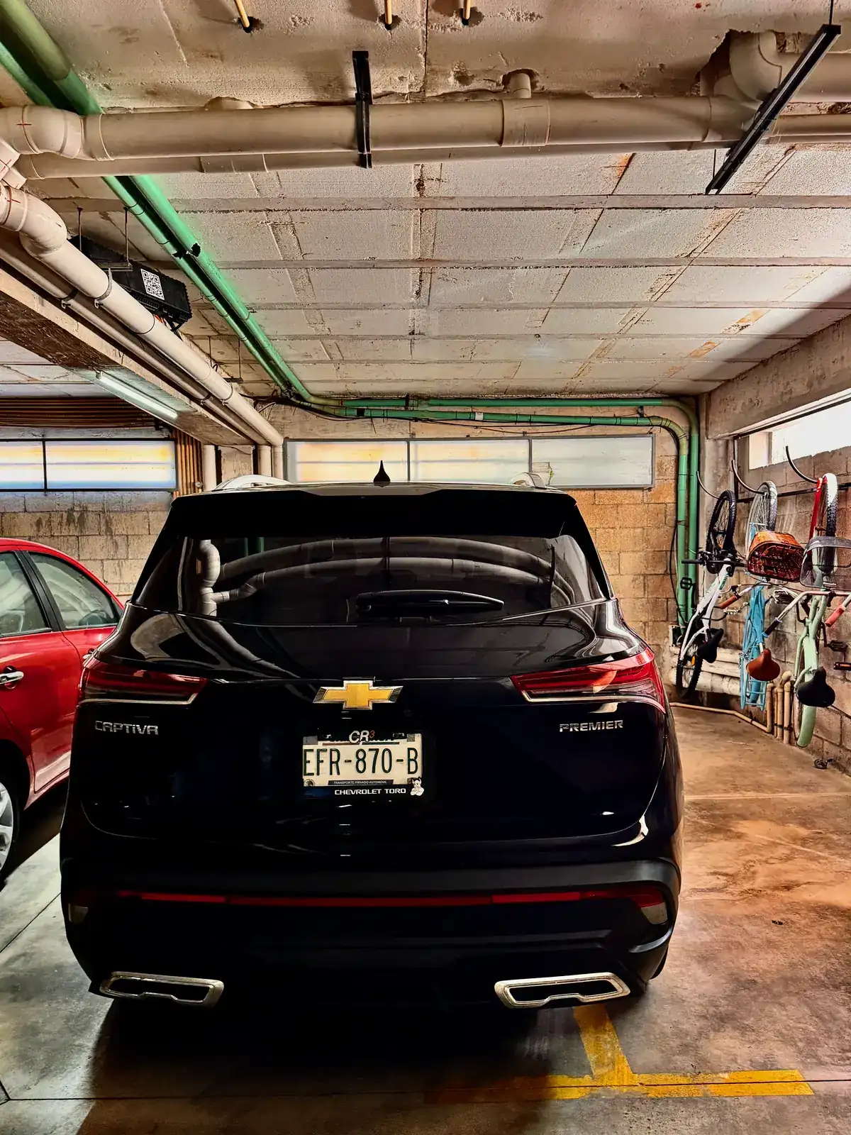 The seven-seat SUV in the building\u2019s secured parking